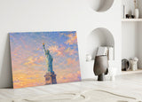 Statue of Liberty Monet Style Glass Wall Art