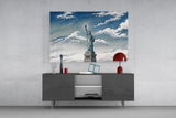 Statue of Liberty Hokusai Style Glass Wall Art