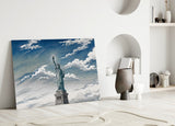 Statue of Liberty Hokusai Style Glass Wall Art