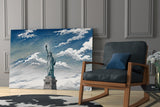 Statue of Liberty Hokusai Style Glass Wall Art