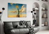 Statue of Liberty Surrealist Style Glass Wall Art
