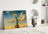 Statue of Liberty Surrealist Style Glass Wall Art