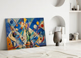 Statue of Liberty Kandinsky Style Glass Wall Art