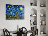 Eiffel Tower Van Gogh Style Glass Wall Art