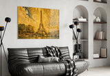 Eiffel Tower Klimt Style Glass Wall Art