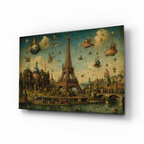 Glasbild Eiffel Tower Bosch Style - 72x46 cm