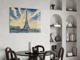 Eiffel Tower Hokusai Style Glass Wall Art