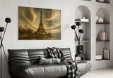 Eiffel Tower Da Vinci Style Glass Wall Art