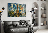 Eiffel Tower Cubist Style Glass Wall Art
