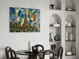 Eiffel Tower Cubist Style Glass Wall Art