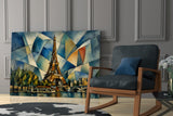 Eiffel Tower Cubist Style Glass Wall Art
