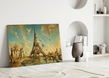 Eiffel Tower Surrealist Style Glass Wall Art
