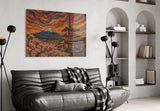 Mount Fuji Pagoda Munch Style Glass Wall Art