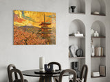 Mount Fuji Pagoda Klimt Style Glass Wall Art