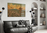 Mount Fuji Pagoda Bosch Style Glass Wall Art