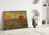 Mount Fuji Pagoda Bosch Style Glass Wall Art