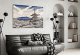 Mount Fuji Pagoda Hokusai Style Glass Wall Art