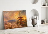 Mount Fuji Pagoda Turner Style Glass Wall Art