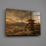 Mount Fuji Pagoda Da Vinci Style Glass Wall Art