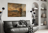 Mount Fuji Pagoda Da Vinci Style Glass Wall Art