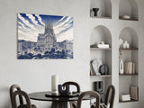 Sagrada Familia Hokusai Style Glass Wall Art