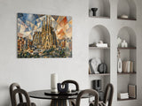 Sagrada Familia Cubist Style Glass Wall Art