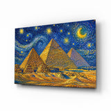 Glasbild Pyramids of Giza Van Gogh Style - 72x46 cm