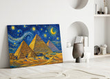 Pyramids of Giza Van Gogh Style Glass Wall Art