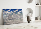 Pyramids of Giza Hokusai Style Glass Wall Art
