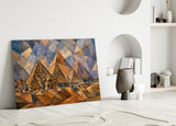 Pyramids of Giza Cubist Style Glass Wall Art