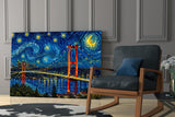 Istanbul Bosphorus Bridge Van Gogh Style Glass Wall Art