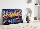 Istanbul Bosphorus Bridge Kandinsky Style Glass Wall Art