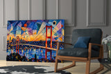 Istanbul Bosphorus Bridge Kandinsky Style Glass Wall Art