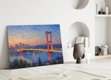 Istanbul Bosphorus Bridge Monet Style Glass Wall Art