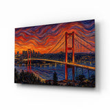Tableau en verre Istanbul Bosphorus Bridge Munch Style - 72x46 cm