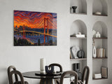 Istanbul Bosphorus Bridge Munch Style Glass Wall Art