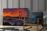 Istanbul Bosphorus Bridge Munch Style Glass Wall Art