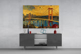 Istanbul Bosphorus Bridge Klimt Style Glass Wall Art