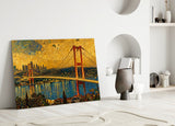 Istanbul Bosphorus Bridge Klimt Style Glass Wall Art
