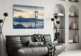 Istanbul Bosphorus Bridge Hokusai Style Glass Wall Art