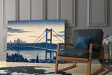 Istanbul Bosphorus Bridge Hokusai Style Glass Wall Art