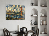 Istanbul Bosphorus Bridge Cubist Style Glass Wall Art