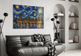 Big Ben Westminster Van Gogh Style Glass Wall Art