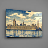 Big Ben Westminster Hokusai Style Glass Wall Art