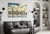 Big Ben Westminster Hokusai Style Glass Wall Art