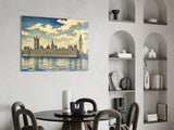 Big Ben Westminster Hokusai Style Glass Wall Art