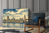 Big Ben Westminster Hokusai Style Glass Wall Art