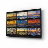 Glasbild Istanbul Bosphorus Bridge Nine Painting Styles Collage - 72x46 cm