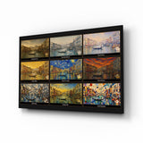 Tableau en verre Venice Grand Canal Nine Painting Styles Collage - 72x46 cm