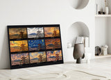 Mount Fuji Nine Painting Styles Collage Glass Wall Art